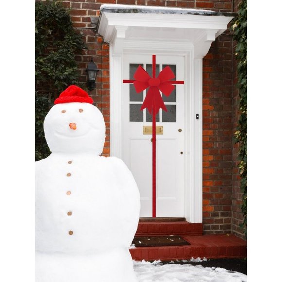 Large Decorative Seasonal Holiday Felt Red Bow (15 - Picture 5 of 5